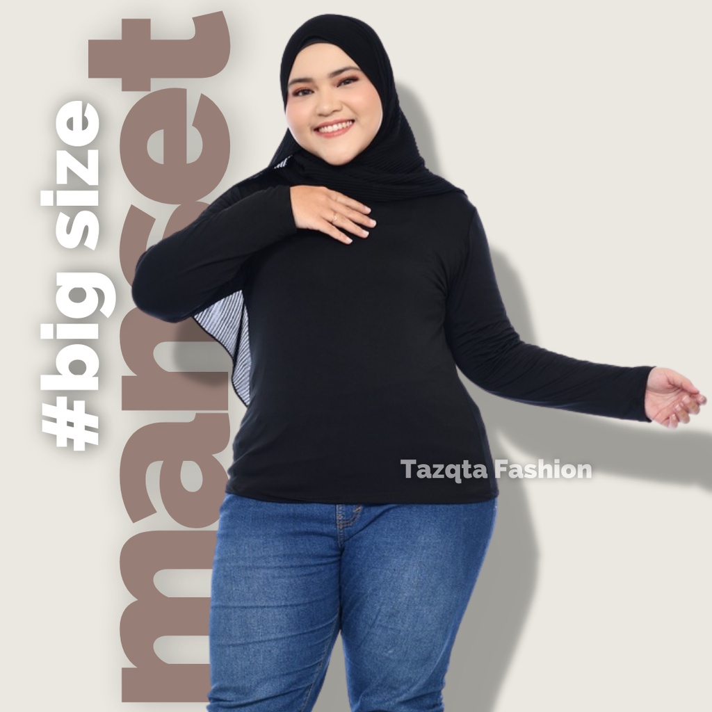 Baju kaos Manset Polos Wanita Jumbo