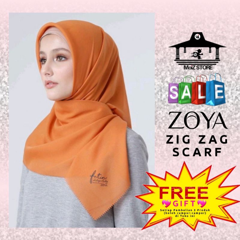 Zoya Kerudung Segi Empat Polos Zig Zag Scraf / Jilbab Segiempat / Hijab Scarf Segi 4 Fatin For Zoya