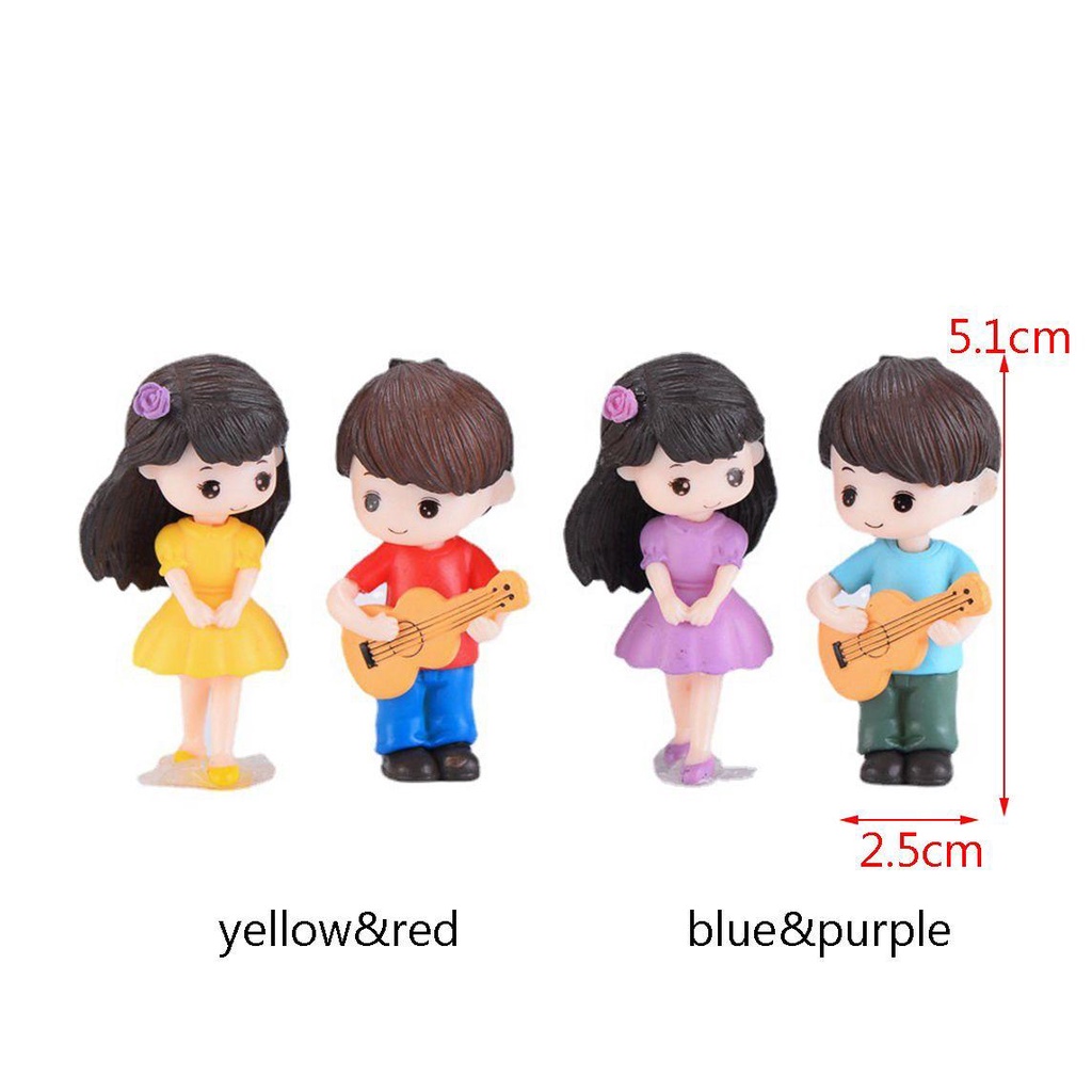 Patung Pasangan Agustina Lucu Resin DIY Bermain Gitar Pecinta Manis Kerajinan Indah Figure Statues