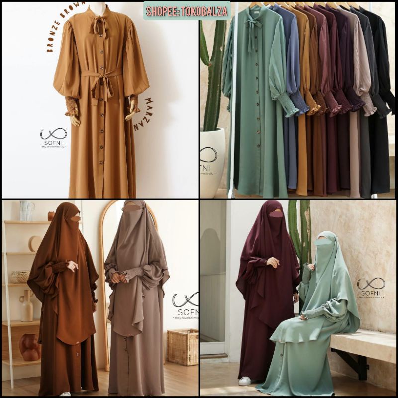 MALIKA SERIES set Abaya, French Khimar, & Khimar basic by Sofni