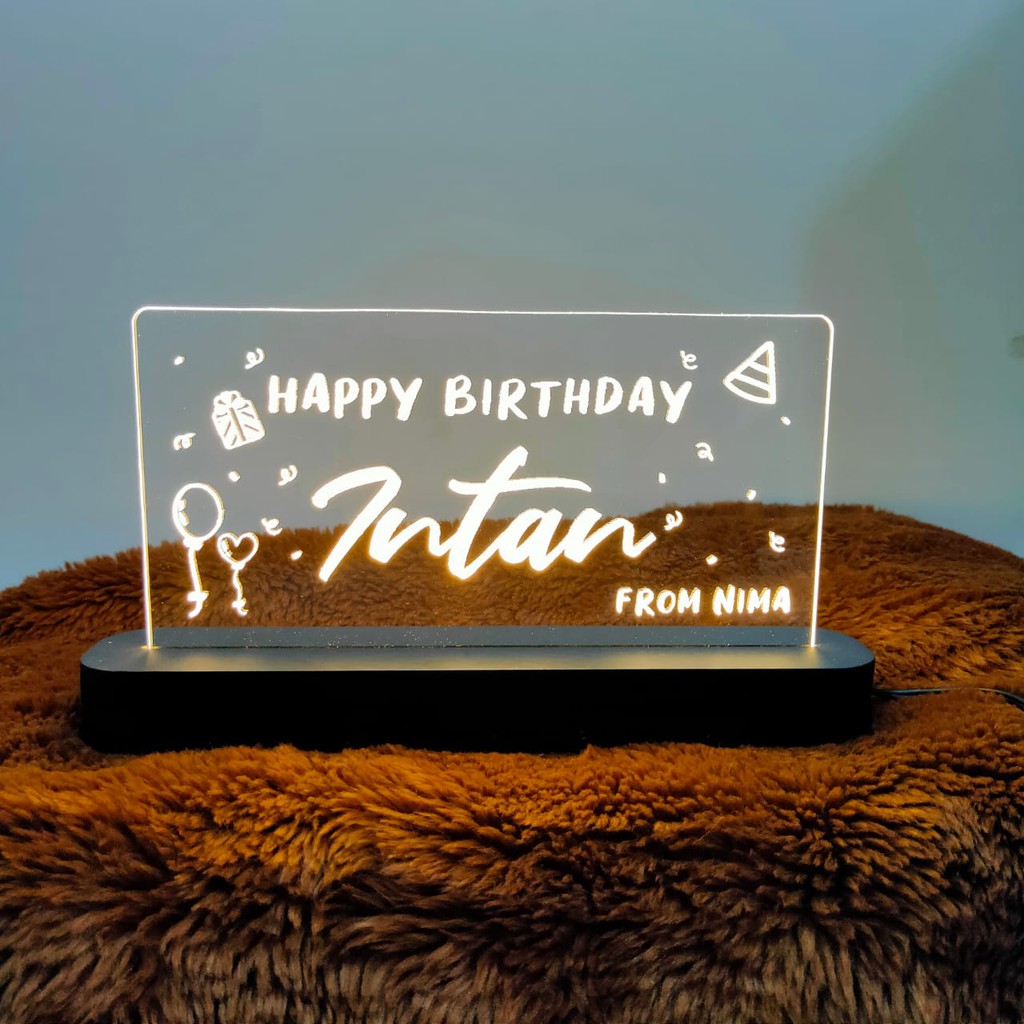 Jual 20x10 cm LAMPU AKRILIK CUSTOM | LAMPU TIDUR | DEKORASI | KADO