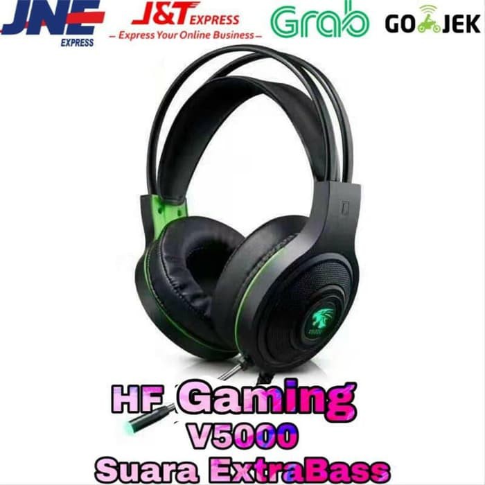 HEADSET HANDSFREE GAMING V5000 PLUS MIC FULL BASS ACC