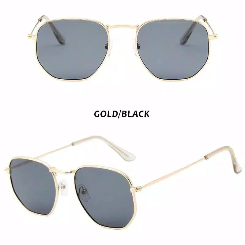 (COD) Kacamata Hitam Frame Metal Vintage Sunglassess ❤️❤️ MALL SHOPPING ❤️❤️-#6 GOLD / BLACK