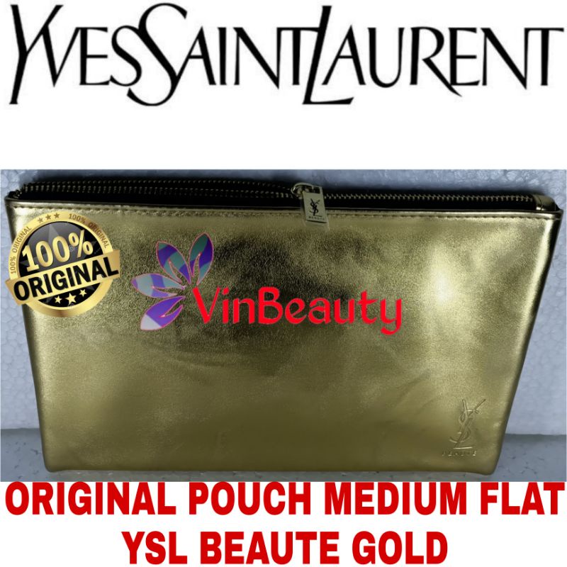 OriginaL Pouch Medium Flat YSL Beaute Gold Murah