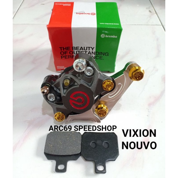 Paket Kaliper 2 Piston Bmb Big Logo Breket Depan Vixion & Nuovo Disc 220mm