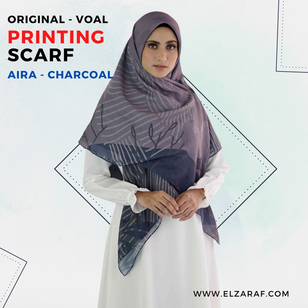 Voal Printing Motif Premium Scraft Printed Jilbab Segi Empat Syari Hijab Alsa