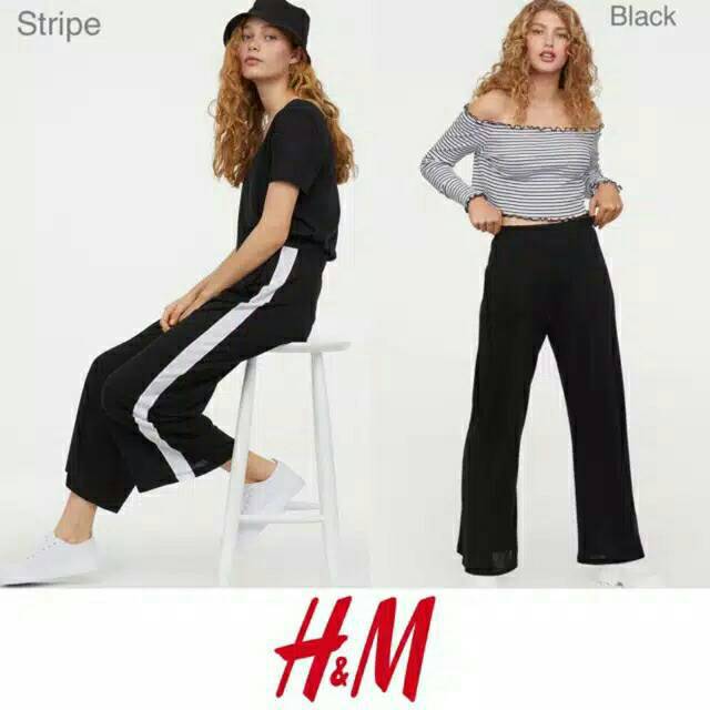 RESTOCK H&M KULOT HNM DIVIDED JERSEY STRIPED TROUSER PANTS
