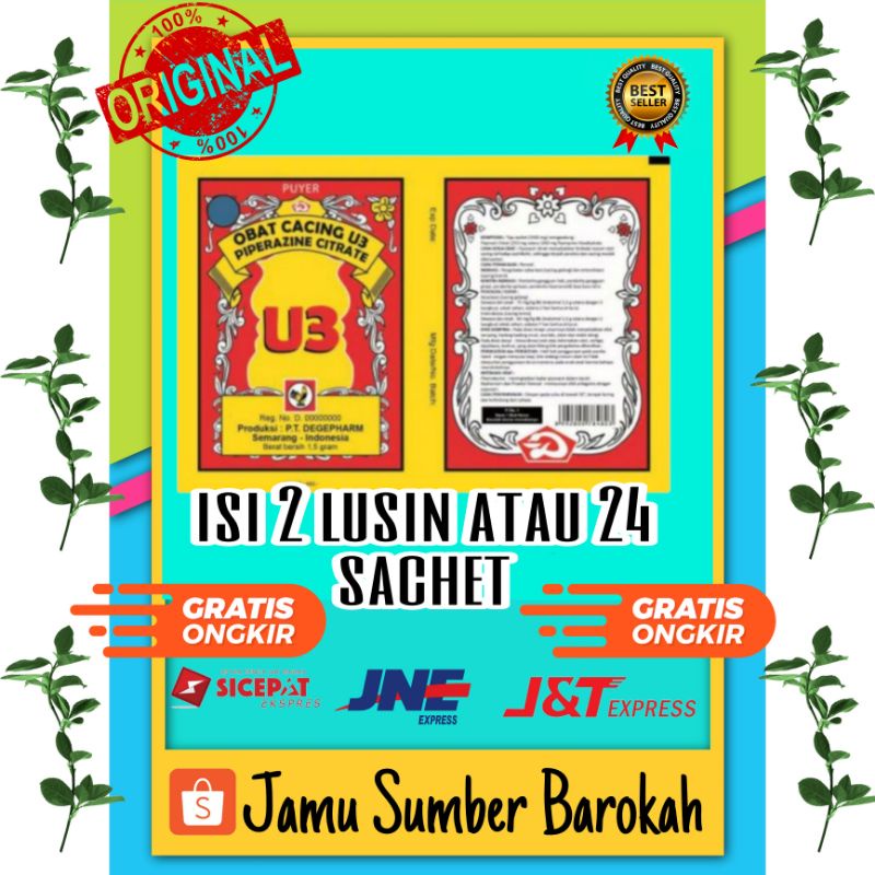 Puyer Obat Cacing U3 Cap Jago isi 24 Sachet Original