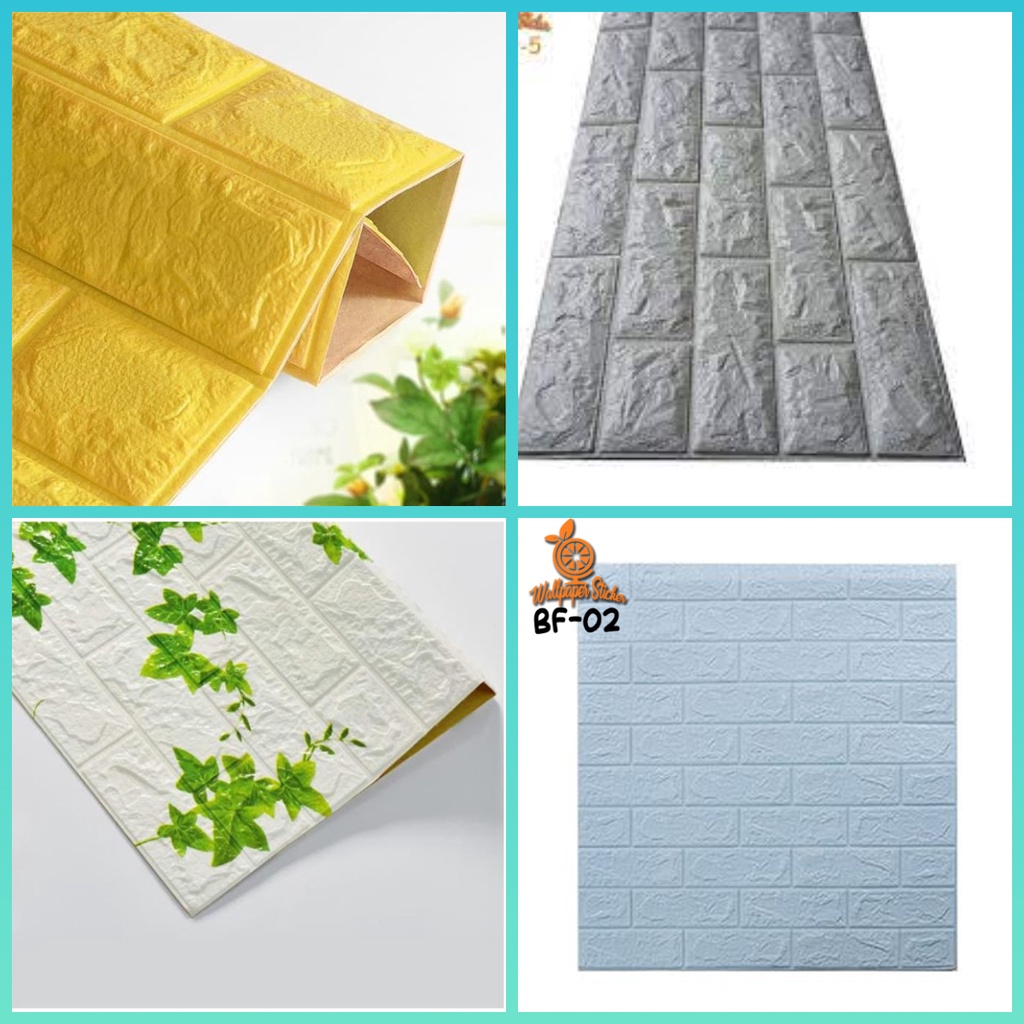 Wallpaper 3D Brick Dekorasi Dinding Wall Foam Brick 3D Batu Bata Waterproof Setengah uk 38Cm X 70Cm Unikdekorasi