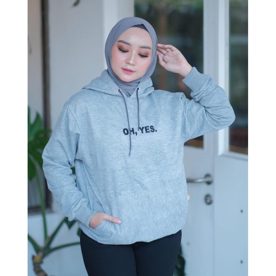 Sweater Hoodie Oh Yes Fit to XL(BESAR)/Ld 105cm