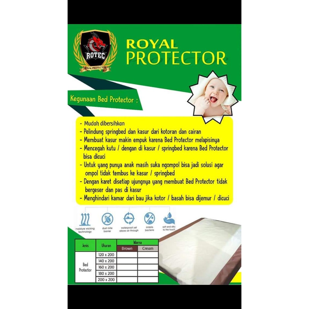 Perlak Kasur Bed Protector PVC uk 100 x 200 matras springbed anti ompol debu kotoran