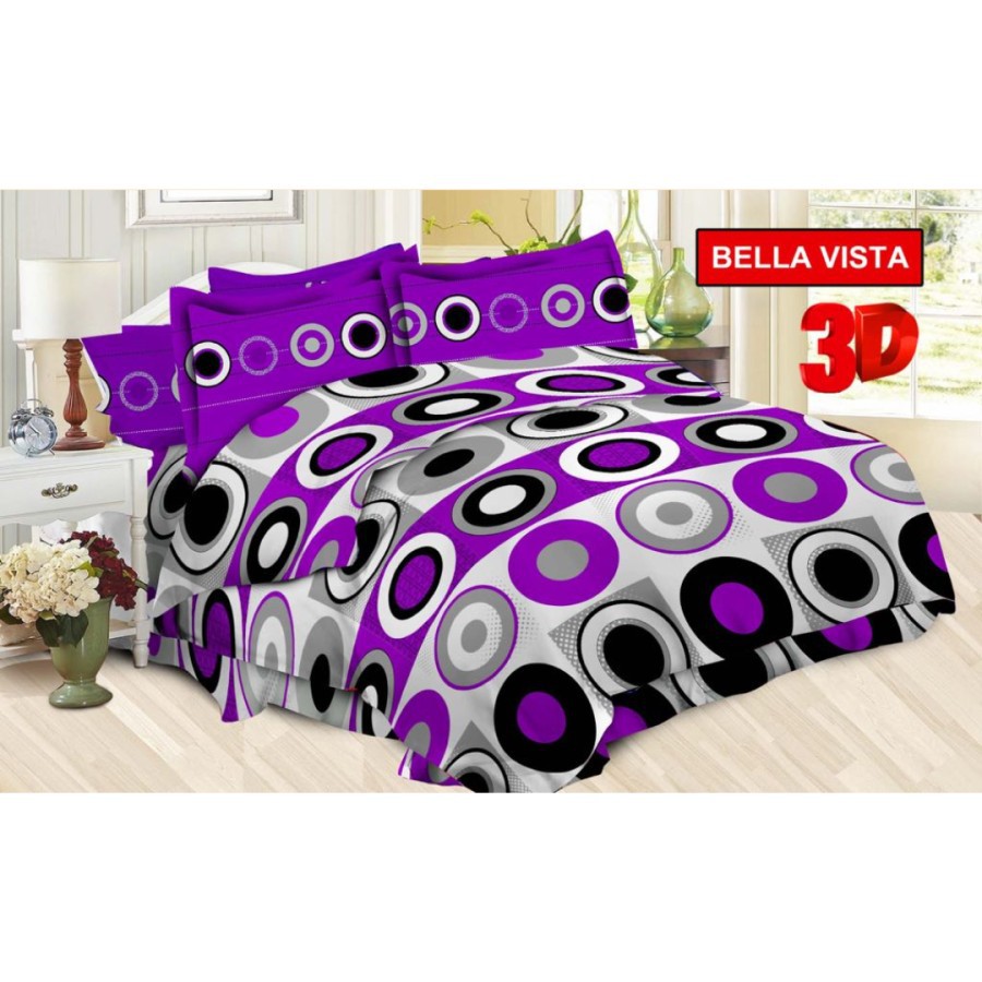 Full Set Bedcover + Sprei Bonita 3D Rumbai Karet Queen King 160x200 180x200 Motif Bella Vista, Beaut