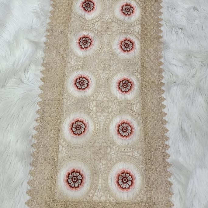 TAPLAK MEJA TAMU BORDIR RENDA KEMBANG