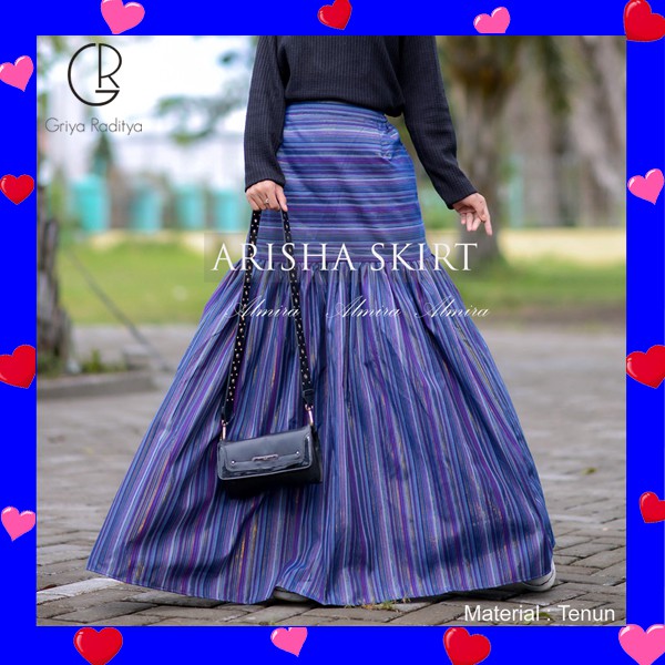 Rok Panjang Wanita Motif Maxi  Muslimah Cantik Arisha Long Skirt Kain Tenun Griyaraditya Almira