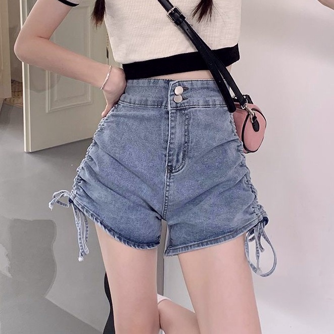 celana pendek wanita celana korean style stretch jeans highwaist short pants hotpants cewek fashion kekinian ootd seksi