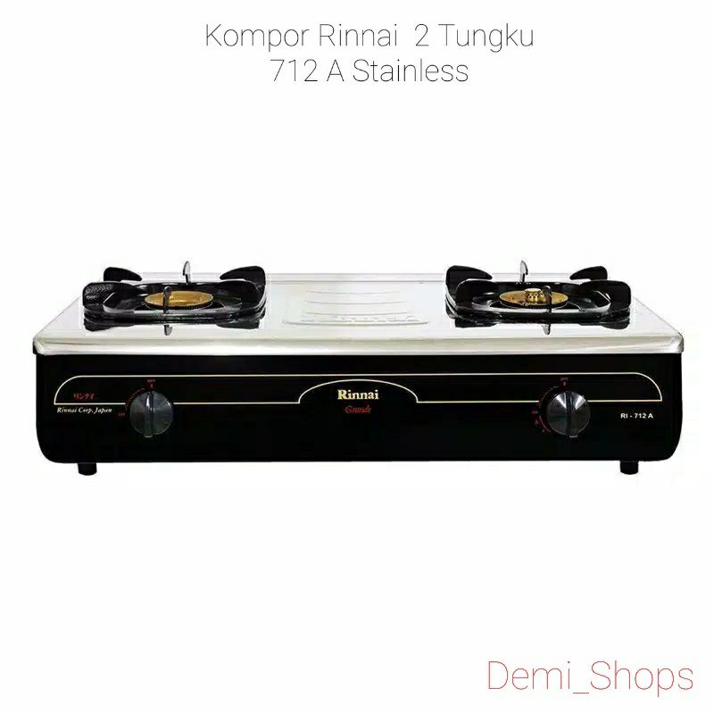 Kompor Rinnai 2 tungku 712 A Stainless ada api lilin