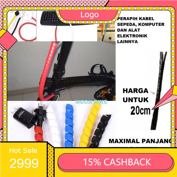 PERAPIH KABEL spiral pengikat rem shifter sepeda komputer elektronik cctv bungkus NO rototating hook Pengikat Merapikan ties Rapi PENGIKAT PELILIT