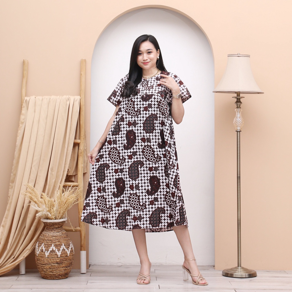 Daster Kencana Ungu Batik - Motif Abstrak - Sleting Dada - Busui - Bumil - Centini Hitput-DASTER 02