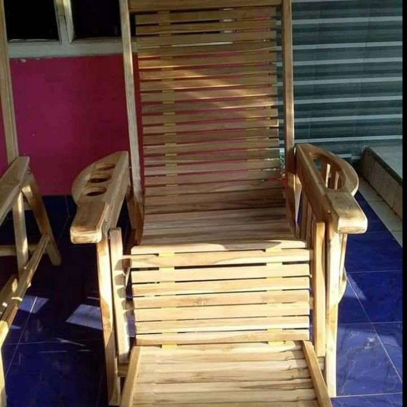 Kursi malas kursi santai kursi teras jati mentah