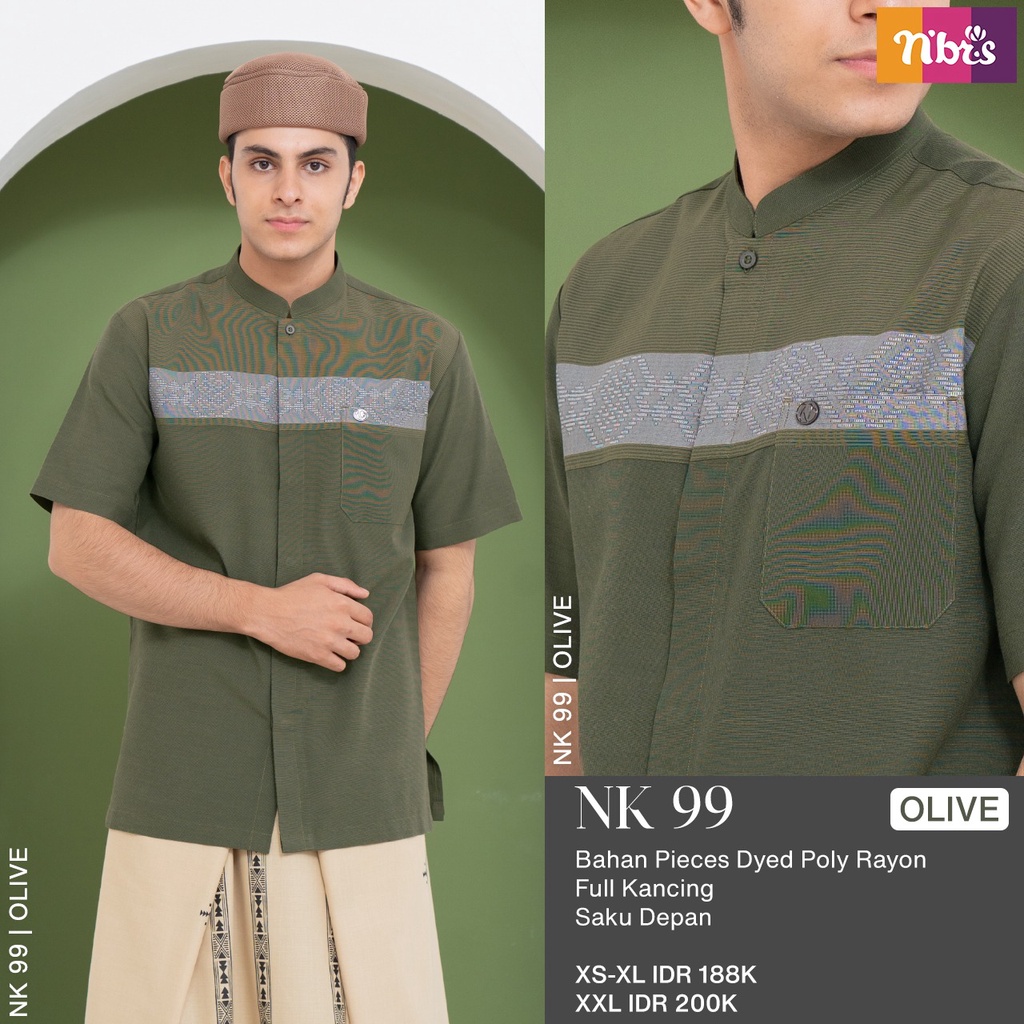 Nibras Koko NK 99 Bahan Pieces Dyed Poly Rayon Baju Muslim Pria Polos Casual by NBRS