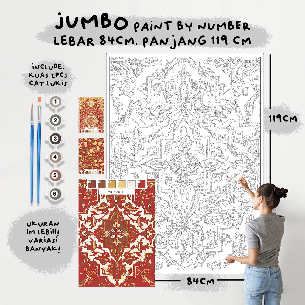 

JUMBO Paint By Number Kit, RUG paint by number besar a0