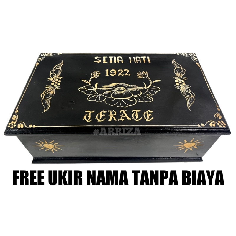 KOTAK MORI PSHT KAYU JATI (FREE UKIR NAMA) + GEMBOK KUNCI / TEMPAT PENYIMPANAN SABUK PENCAK SILAT SETIA HATI TERATE 1922