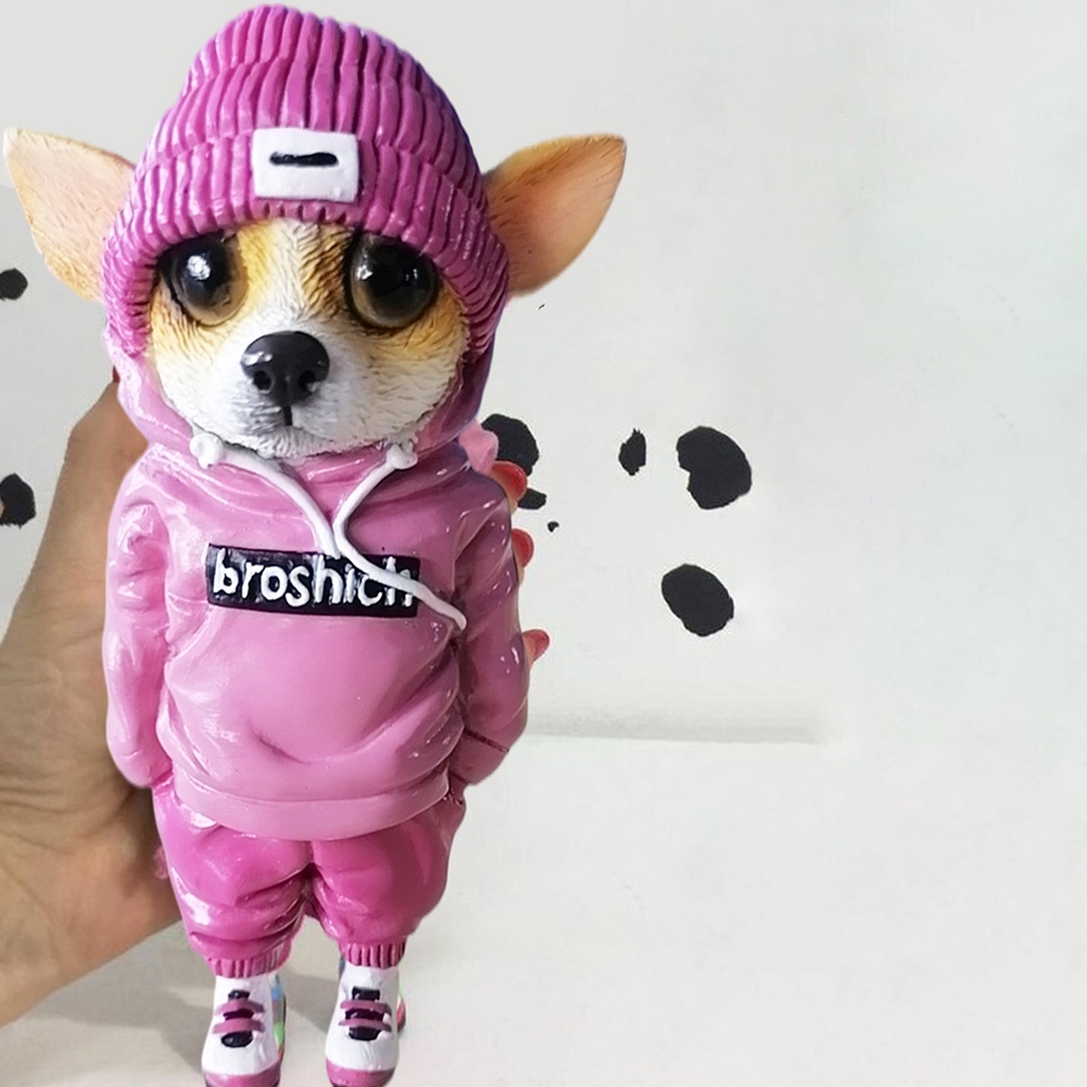 Ornamen Boneka Anjing Chihuahua Bahan Resin Handmade Untuk Dekorasi Rumah