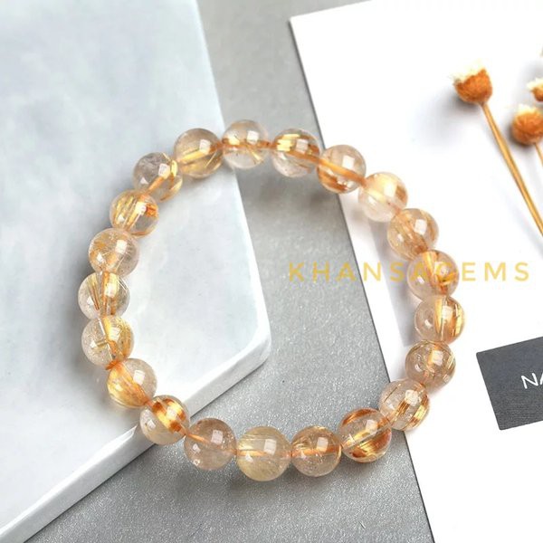 GELANG BATU NATURAL SERAT CENDANA EMAS MEWAH