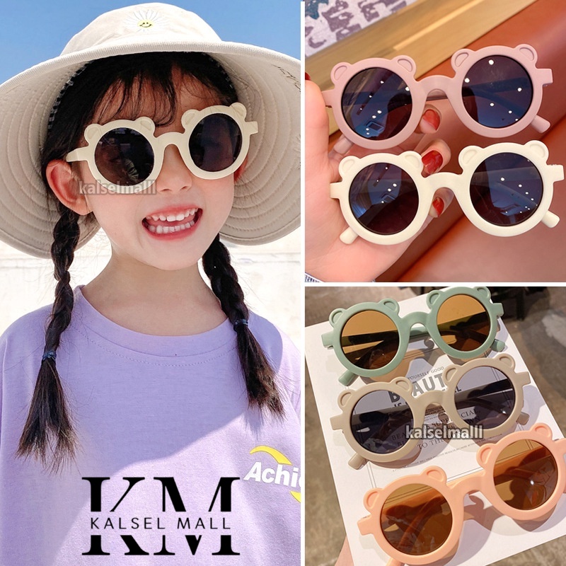 Kacamata Anak Beruang Fashion Bingkai Telinga Beruang Kaca Mata Anak Cowo Cewe Hitam High Quality Kids Sunglasses Murah Import Anti Ultraviolet Bayi Balita Trendy Kartun Import Anti Silau Sinar Matahari Antiradiasi KCA3