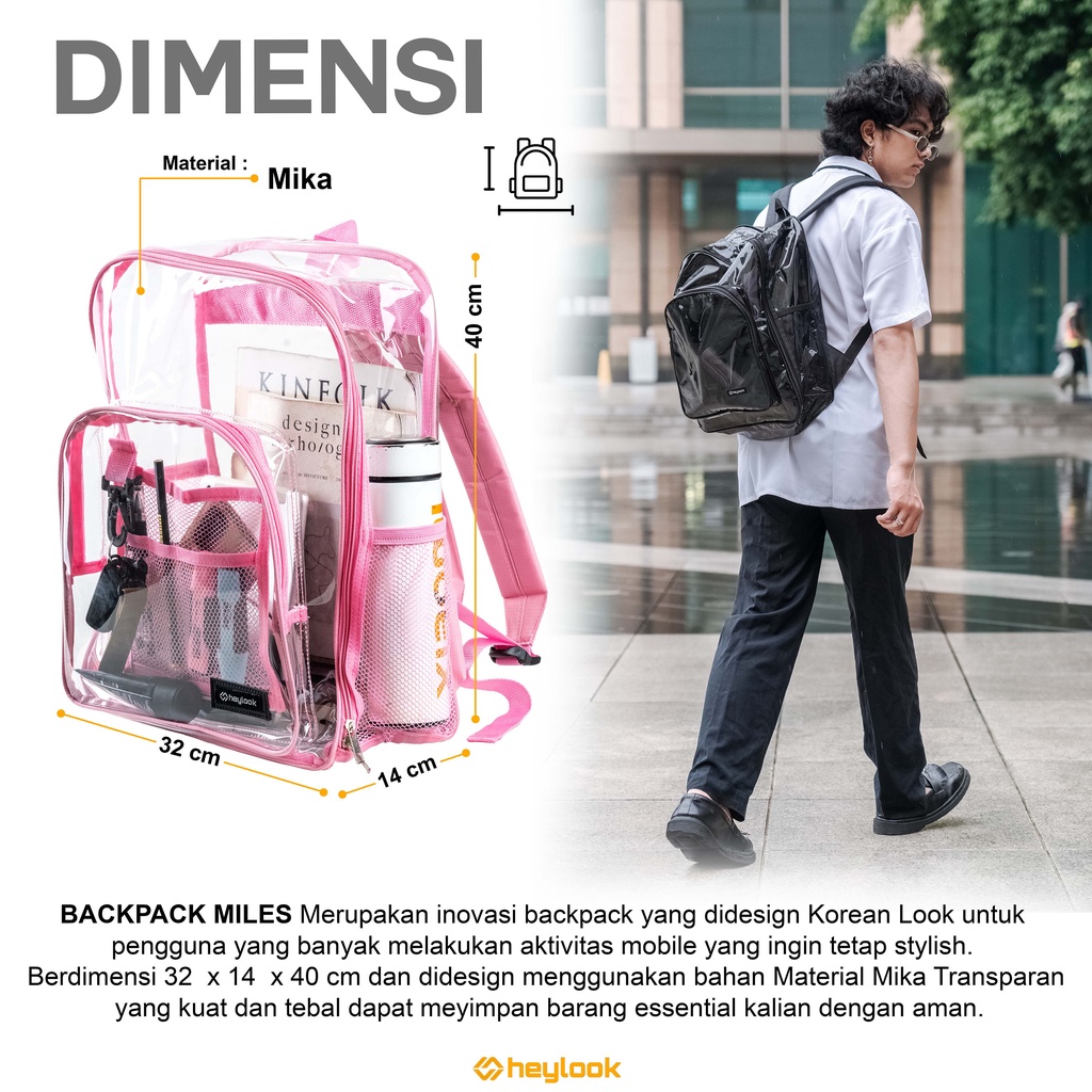 HEYLOOK Project - Tas Ransel Laptop MILES Pria Wanita Tas Backpack Sekolah Kuliah Kerja