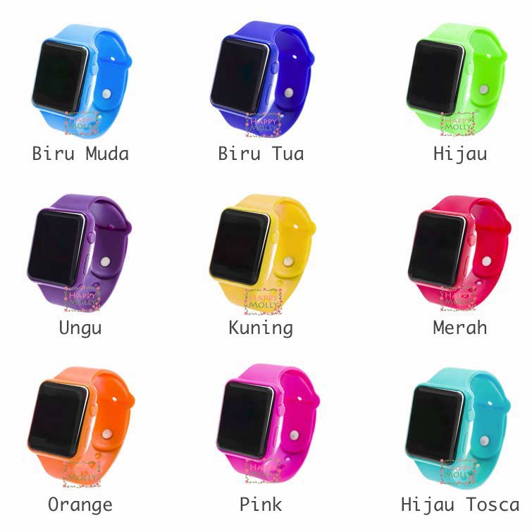 LED Fashion Watch - Putih - Jam Tangan Pria &amp; Wanita - Strap Rubber -  Persegi