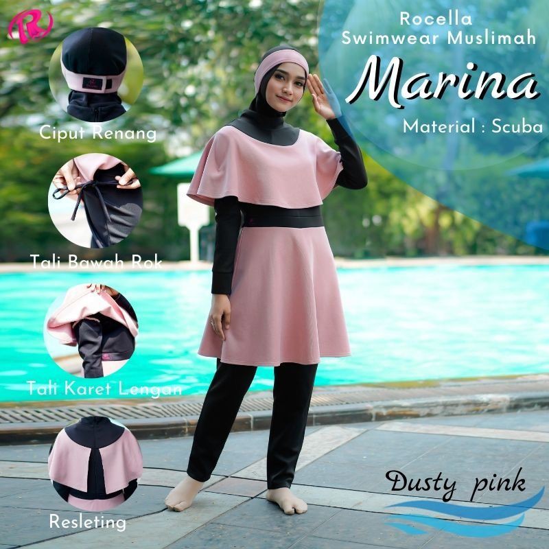 Baju Renang Muslim Wanita Dewasa Marina Jumpsuit Muslimah ROCELLA