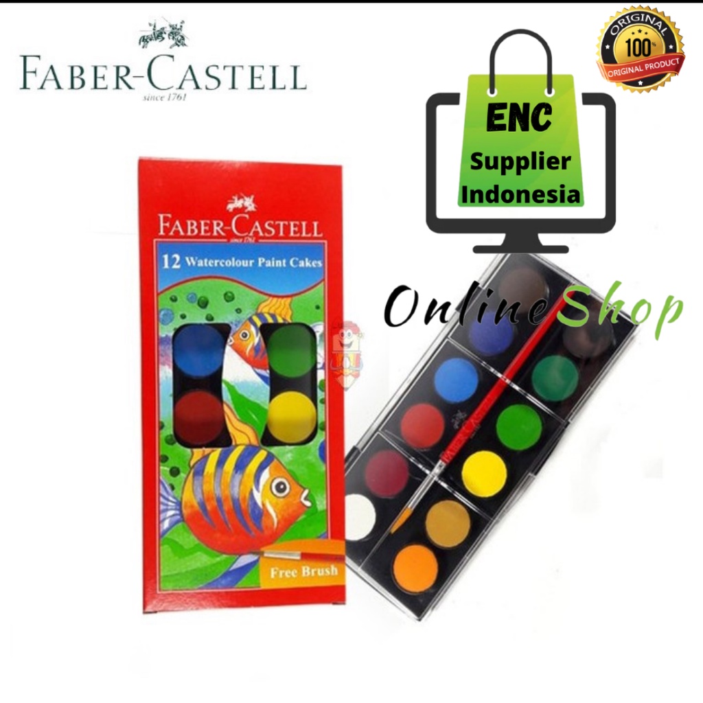 

fabercastell 12w cat air 12 warna faber castell paint mini cake watercolour plastic case per set - enc.sup