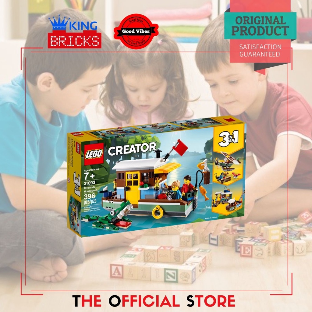 LEGO Original CREATOR 31093 Riverside Houseboat - Mainan Anak Kreatif Lego Kapal Lego Rumah Lego
