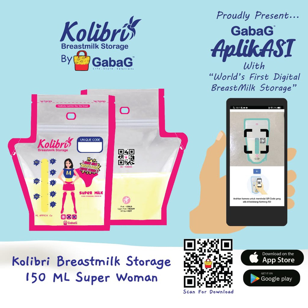 Gabag Kolibri Breast Milk Storage SuperMom 150ml Kantong Asi