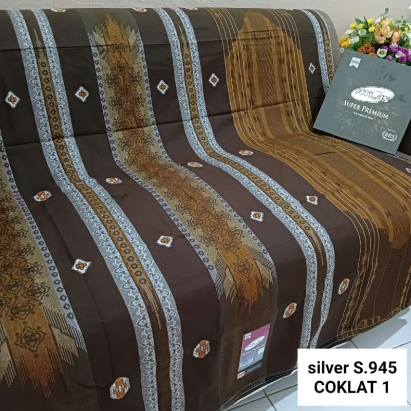 Sarung Atlas Super Premium S.945 silver - Sarung Atlas Suprem Silver S.945 - SarunG Atlas Hitam Atla