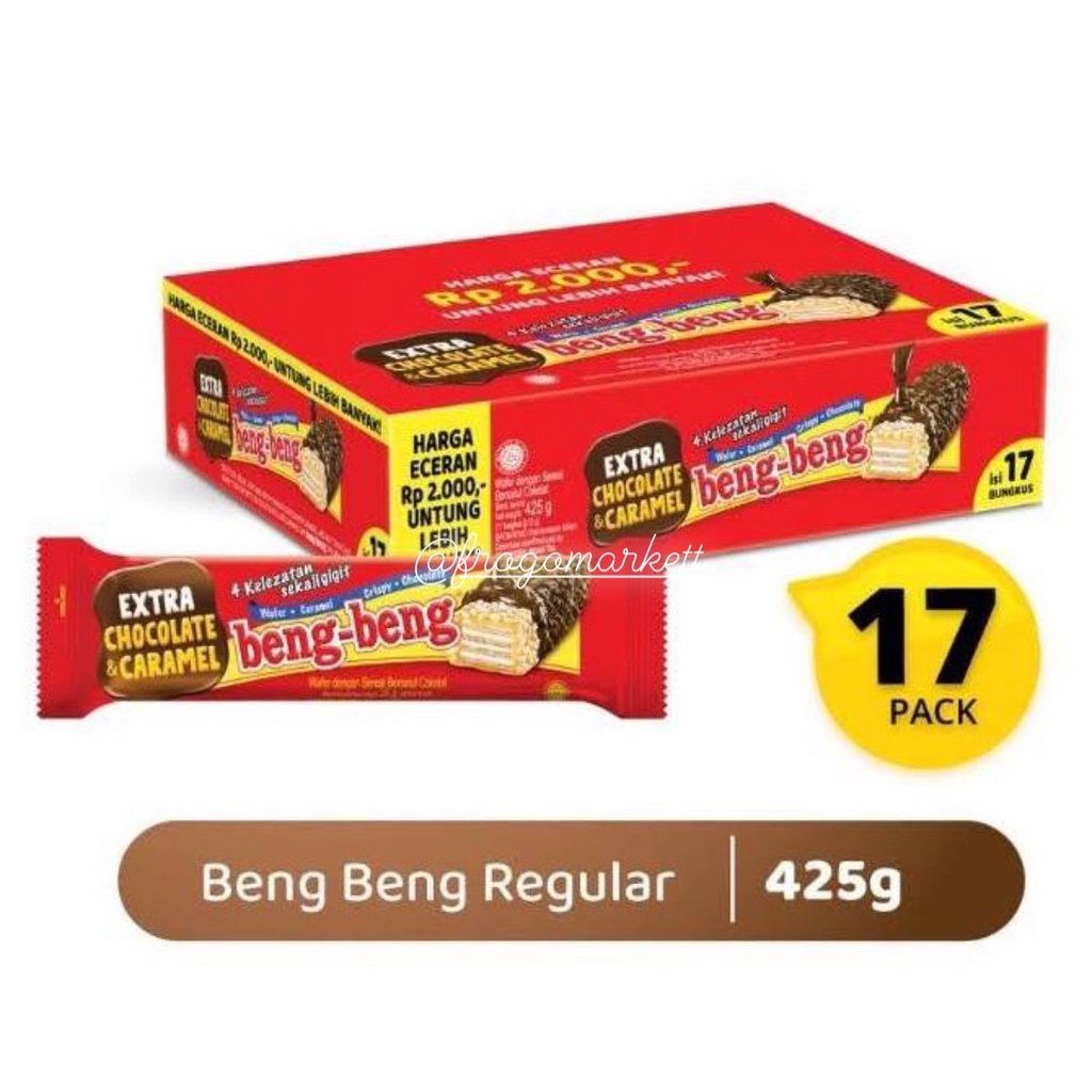 Beng-Beng Ekstra Chocolate &amp; Caramel 1 Box 425gr (25gr x 17)