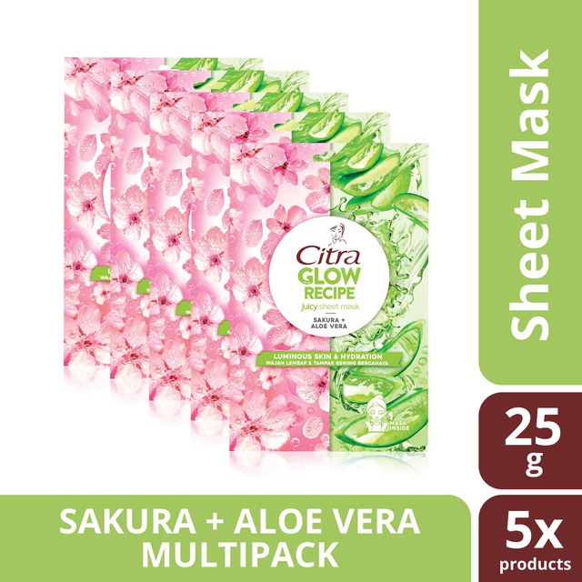 Jual Citra Glow Recipe Sheet Mask / Masker Wajah Sakura + Aloe Vera 25
