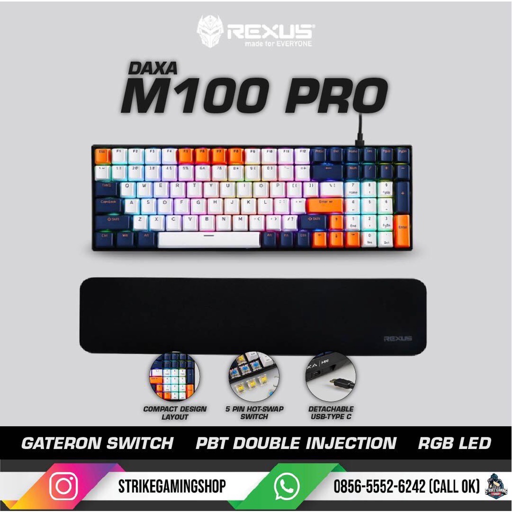 REXUS DAXA M100 PRO / M-100 PRO RGB MECHANICAL GAMING KEYBOARD
