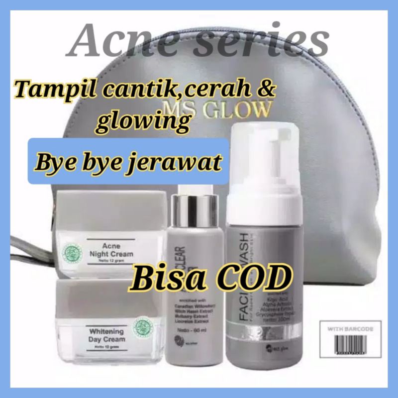 MS GLOW PAKET ACNE SERIES ORIGINAL AMPUH UNTUK WAJAH BERJERAWAT  SKINCARE SKINCERE SKINKER SEKINKER 