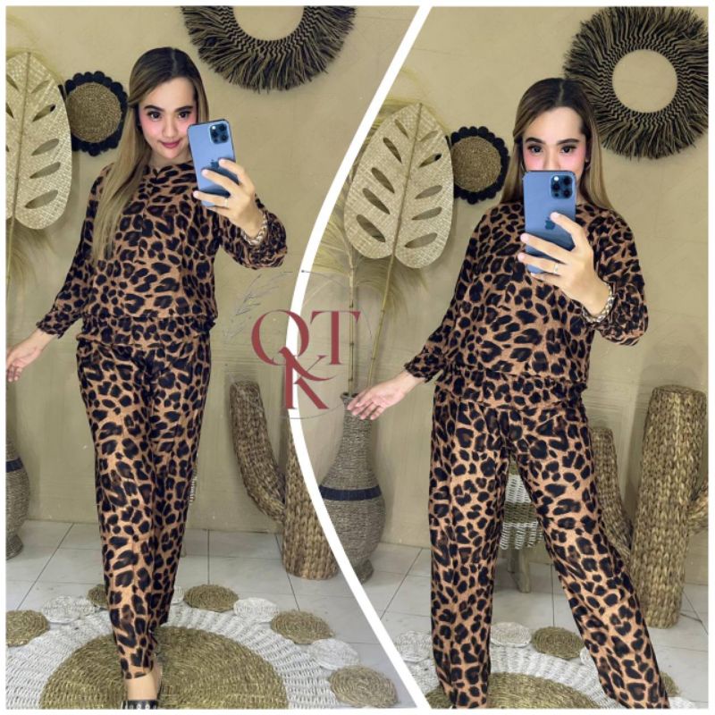 SETELAN LEOPARD WANITA RAYON PREMIUM