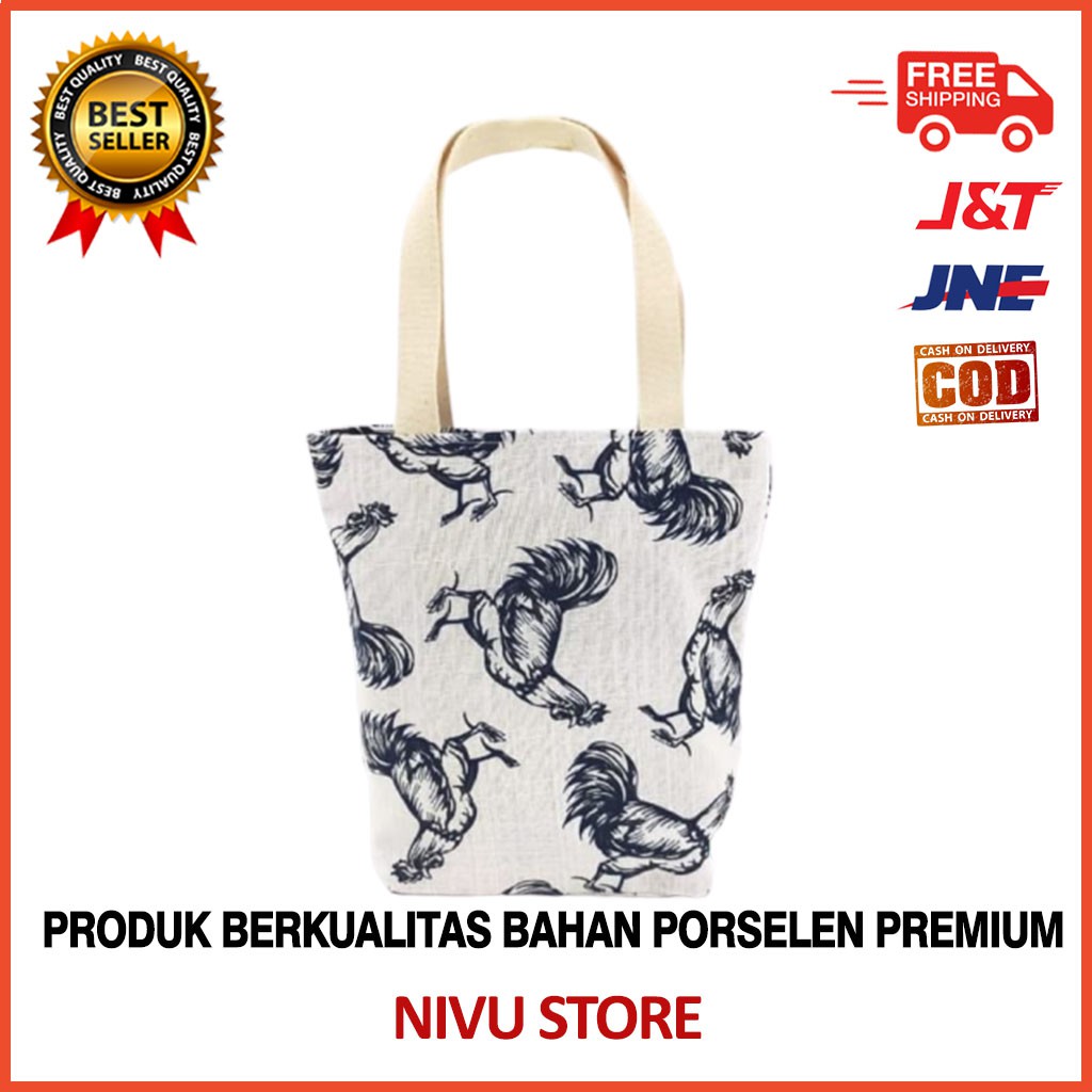 Totebag Tas Wanita Jinjing Kanvas Motif Ayam Jago JADUL estetik Tas Unik Murah Z5L2