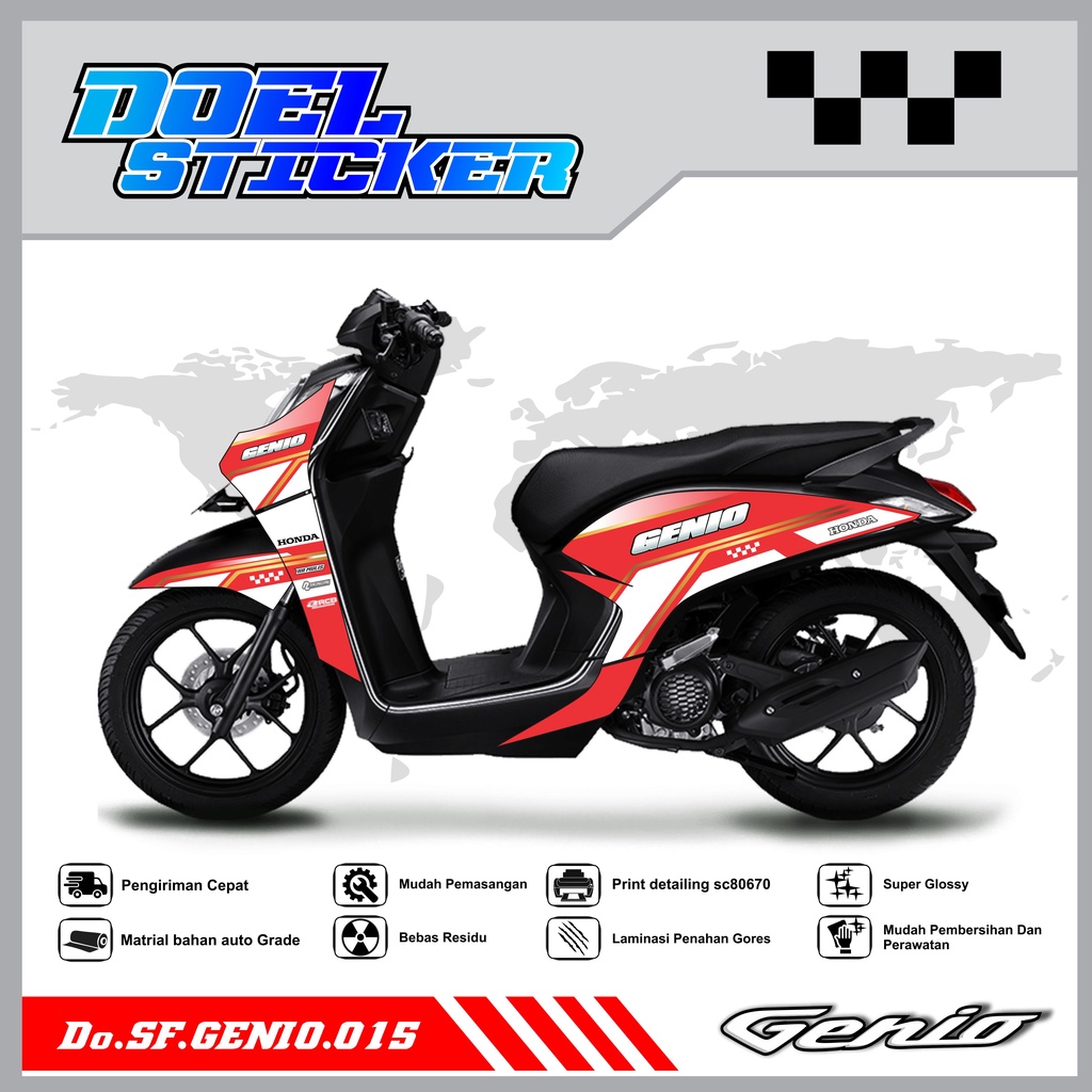 Sticker Striping Variasi Genio List Variasi Hologram , Crome Doel 015