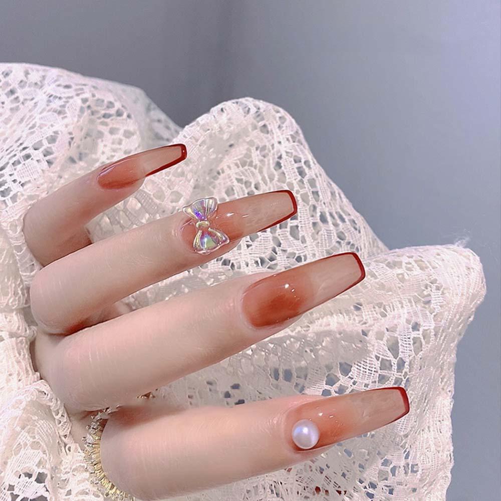 Mxbeauty 3D Dekorasi Nail Art Semi Transparan Halus Aurora Ikatan Simpul Manicure Accessoires Sparkling DIY Alat Kecantikan Kuku