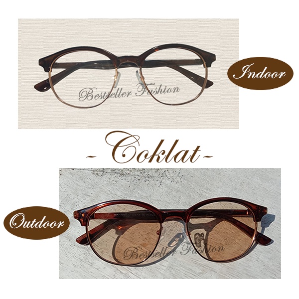 [TERMURAH] Kacamata Korea Berubah Warna Lensa Photocromic Fashion Terbaru Kacamata Normal Photochromic FREECASE