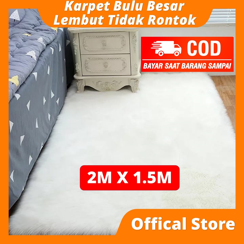 Karpet Bulu Korea Import Premium Aesthetic Alas Foto Produk Background Foto Newborn Bayi Kekinian Taplak Meja Ruang Tamu Kamar Tidur Warna Putih Ukuran Jumbo Besar 200x150 150x150 Bulat 150