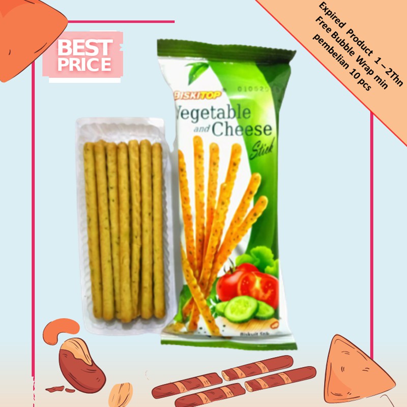 

BISKITOP VEGETABLE CHEESE STICK 60g Snack Diet Murah Jajanan Anak Kekinian Cemilan Diet Sehat - 01