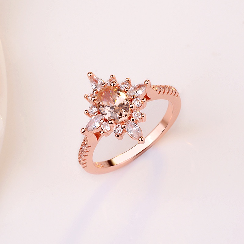Cincin Bahan Sterling Silver 925 Warna Rose Gold Hias Berlian Kreatif Untuk Wanita Ccc22