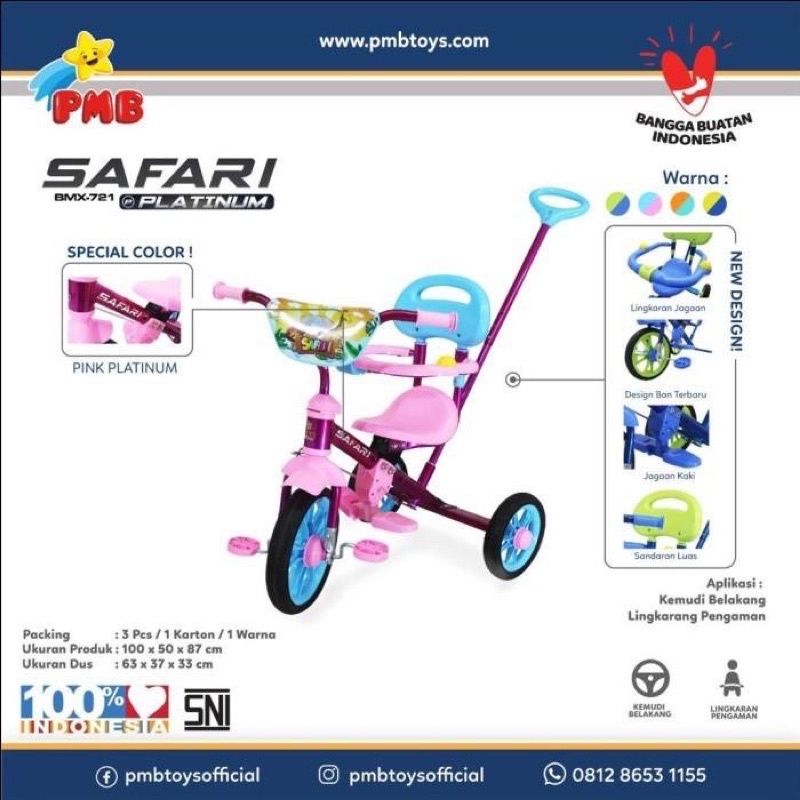 Tricycle PMB BMX 721 Platinum Sepeda Tiga Roda Anak