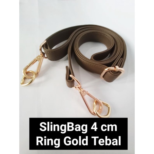 HSBK4- Tali Tas Selempang 4 cm Ring Besi Gold Kulit Sintetis Premium kualitas import high Quality